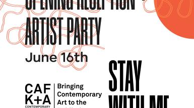 Artist party graphic in orange