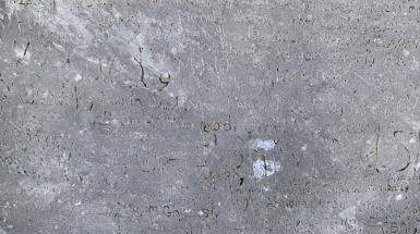 Closeup of names on the pyramid.