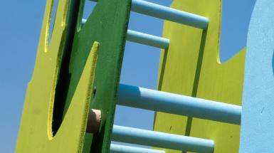 Closeup of the structure between sheets of material that makes the shapes.