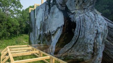 Freestanding billboard closeup 3/4 view.