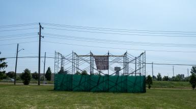 Far back view of scaffolding.