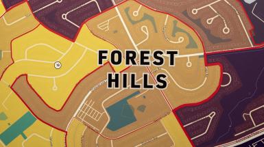 A closeup of Forest Hills.
