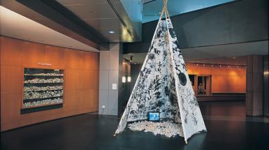 a tepee that is 18-20ft in height constructed by bamboo and rice paper