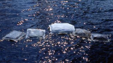 Cement pillows floating in water.