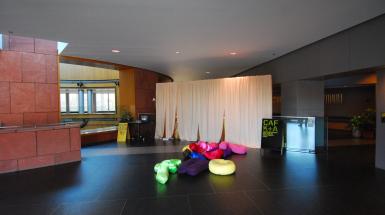 Large plush letters on the floor