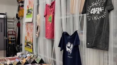 table set up for globe studios annual open house