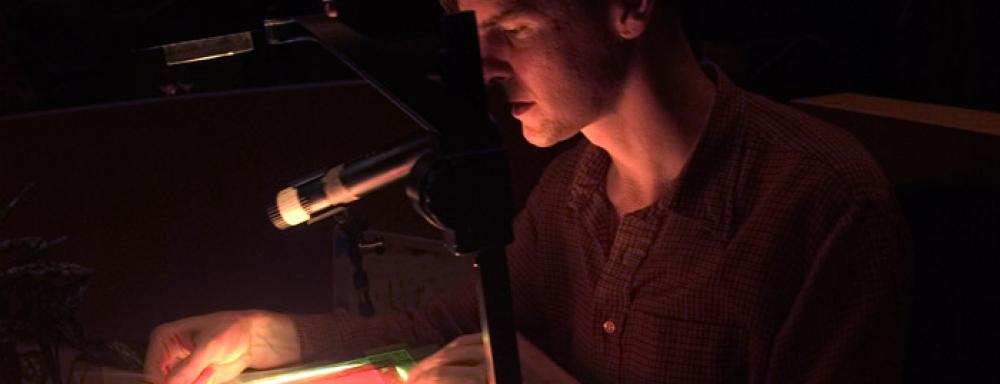 Human using over head projector