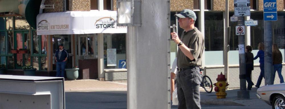 a large metal structure with blurry glass window